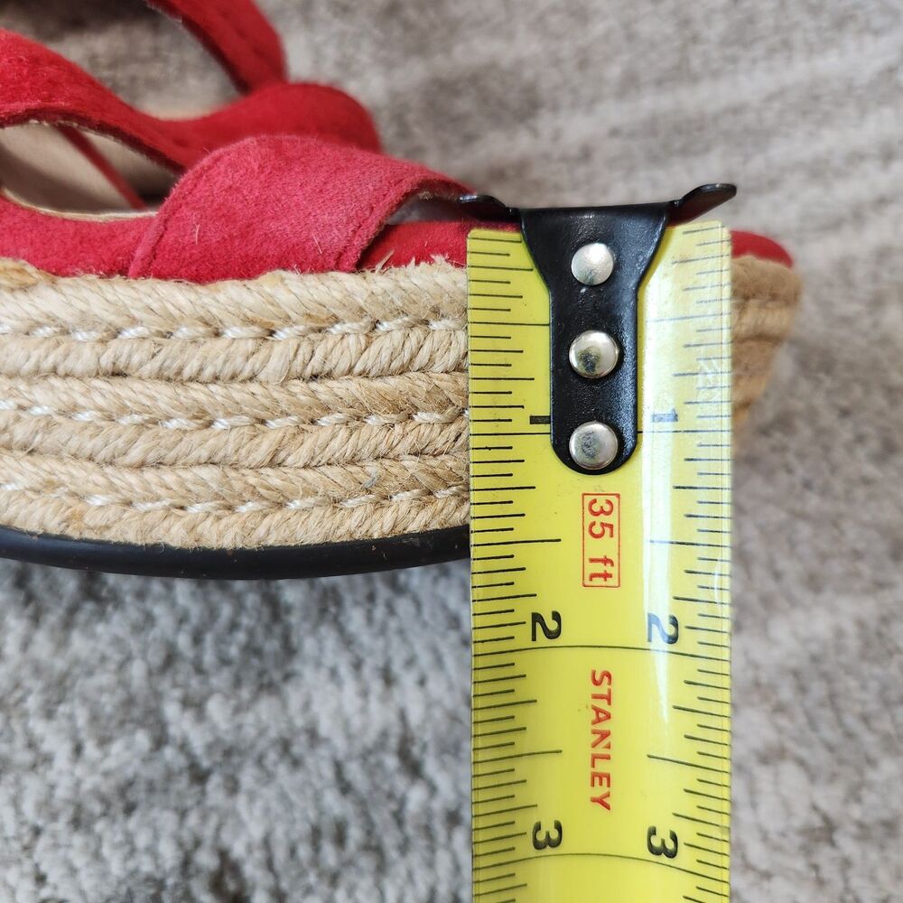 UGG Lauri espadrille platform wedge sandals red suede size 6.5 - Picture 10 of 11